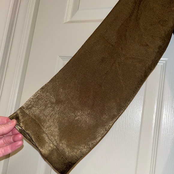 Umgee Long Shiny Green Thin Dressy Trench Coat - Picture 6 of 10